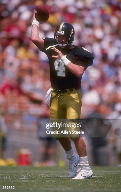 Quarterback Brett Favre of the Southern Mississippi Golden Eagles delivers a pass during the Golden Eagles 30-26 victory over the Florida State...