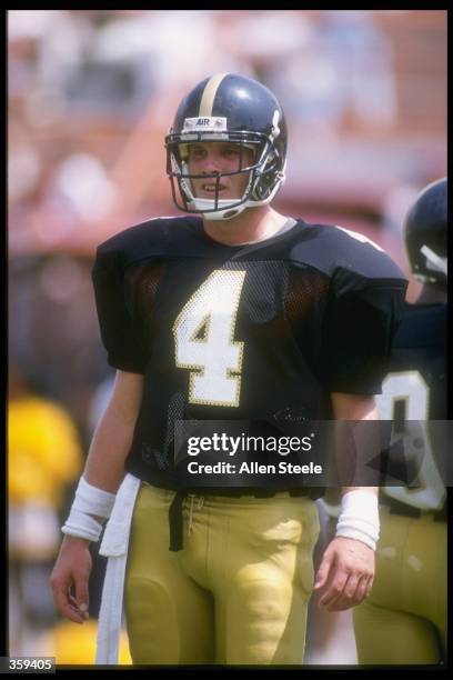 Quarterback Brett Favre of the Southern Mississippi Golden Eagles looks to the sideline during the Golden Eagles 30-26 victory over the Florida State...