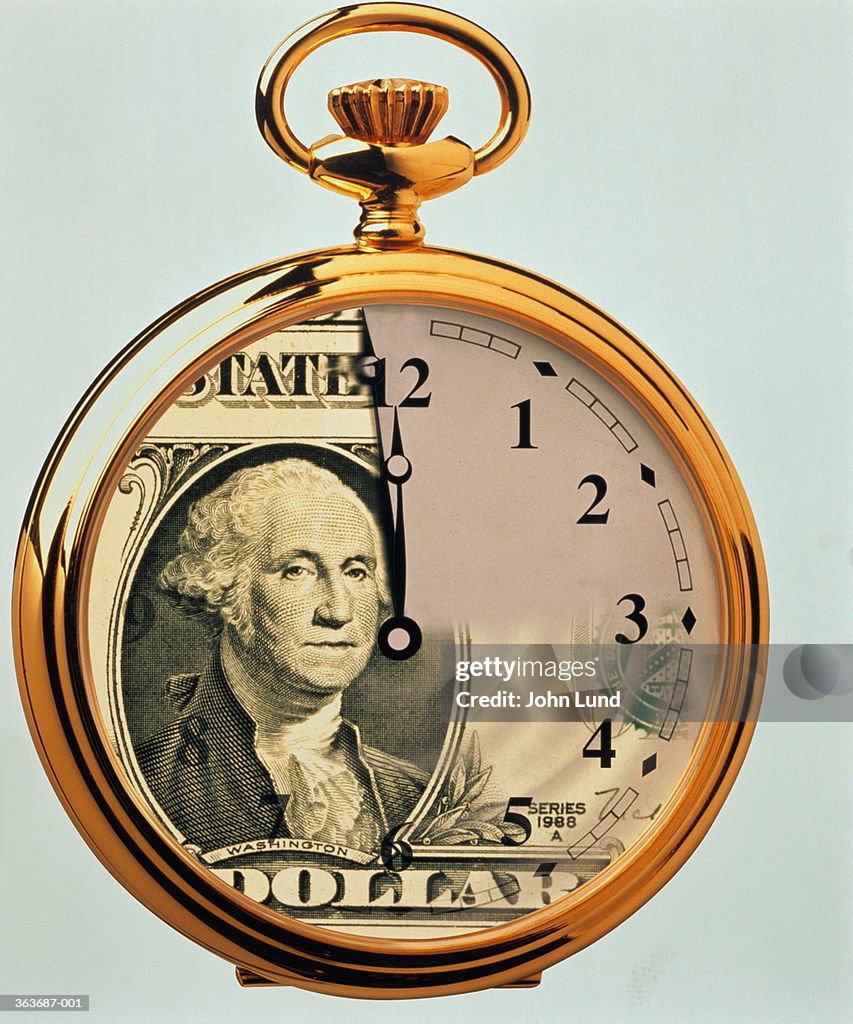 Dollar bill in clock face