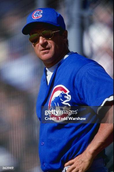 James Riggleman Manager Jim Riggleman of the Chicago Cubs looking on during the... News ...