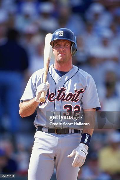 Jason Wood of the Detroit Tigers stands at the plate during a Spring Training game against the Pittsburgh Pirates at the McKechnie Field in...