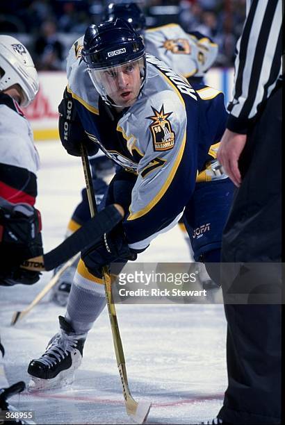 Cliff Ronning of the Nashville Predators in action during the game against the Buffalo Sabres at the Memorial Auditorium in Buffalo, New York. The...