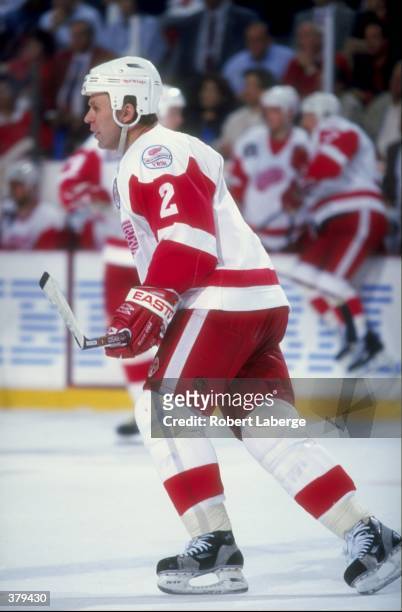 Viacheslav Fetisov of the Detroit Red Wings in action during the NHL Stanley Cup Finals game against the Washington Capitals at the Joe Louis Arena...