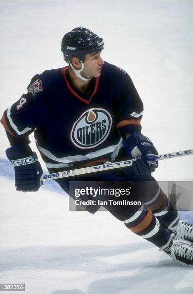 Kevin Lowe of the Edmonton Oilers in action during a game against the