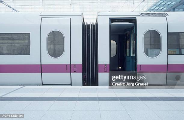 high speed train - vehicle door stock pictures, royalty-free photos & images