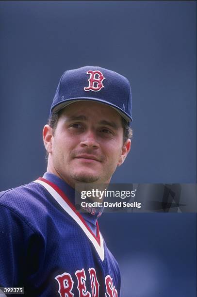 Portrait of Darren Bragg of the Boston Red Sox during a game against the New York Yankees at Yankee Stadium in the Bronx, New York. The Red Sox...
