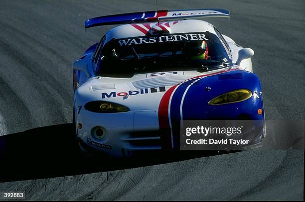 Olivier Beretta of France and Pedro Lamy of Portugal driving the Dodge Viper GTS-R during the Vista Fia GT Championship at the Laguna Seca Raceway in...