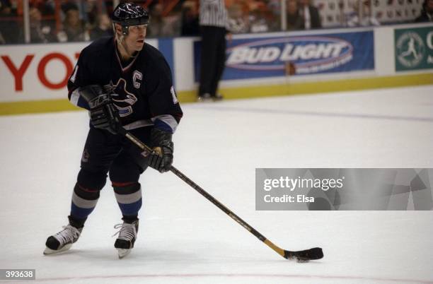 Center Mark Messier of the Vancouver Canucks in action during a game against the Los Angeles Kings at the Great Western Forum in Inglewood,...