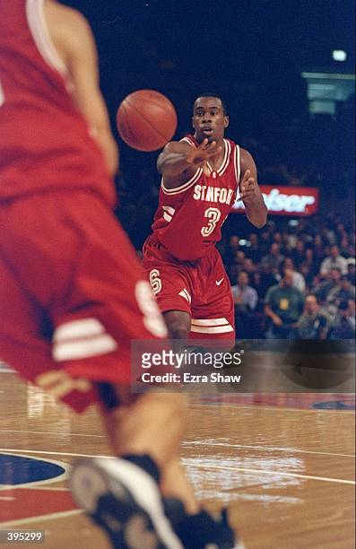 Guard Kris Weems of the Stanford Cardinal in action during the Pre-Season NIT Game against the St. John''s Red Storm at the Madison Square Garden in...