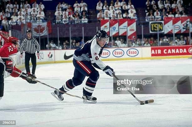 Jeffrey Jillson of Team USA in action during the World Junior Hockey Championships Game against Team Canada at the Winnepeg Arena in Winnepeg,...