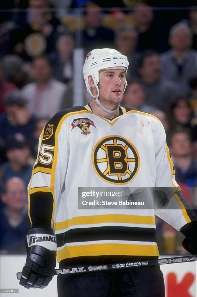 Hal Cail Defenseman Hal Gill of the Boston Bruins looks on during a game... News ...