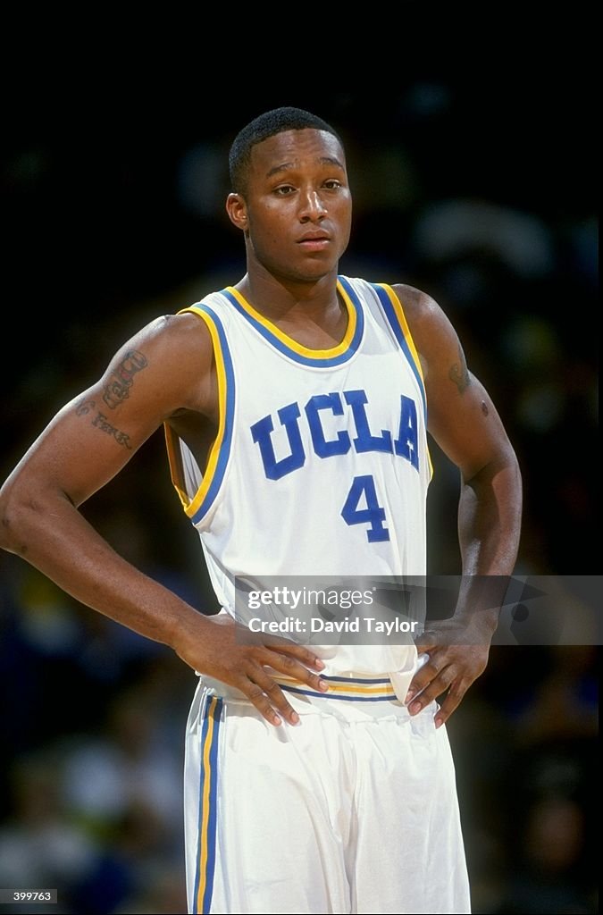 Jaron Ruland JaRon Rush of the UCLA Bruins waits during the game against the... News ...