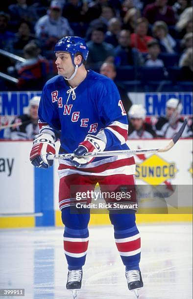 Center Esa Tikkanen of the New York Rangers in action during a game against the Buffalo Sabres at Marine Midland Arena in Buffalo, New York. The...