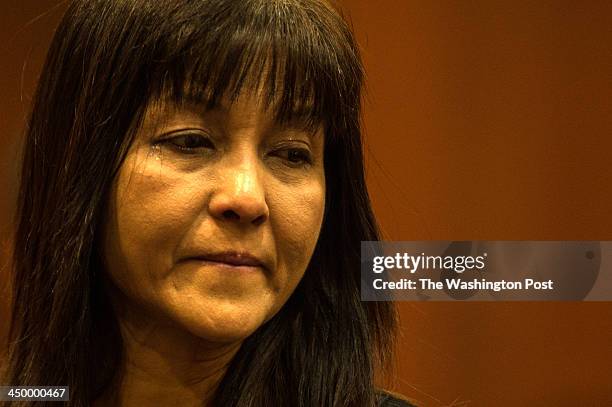 Julie Pham testifies in the sentencing hearing of Julio Blanco Garcia, for the stabbing death of her daughter Vanessa Pham at the Fairfax County...