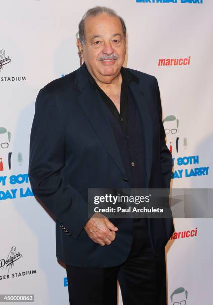 Carlos Slim attends a surprise party for Larry King's 80th Birthday at Dodger Stadium on November 15, 2013 in Los Angeles, California.