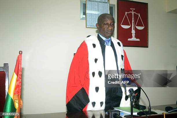 The president of Guinea's Supreme Court, Mamadou Sylla, prepares on November 15, 2013 in Conakry to confirm the results of the September elections...