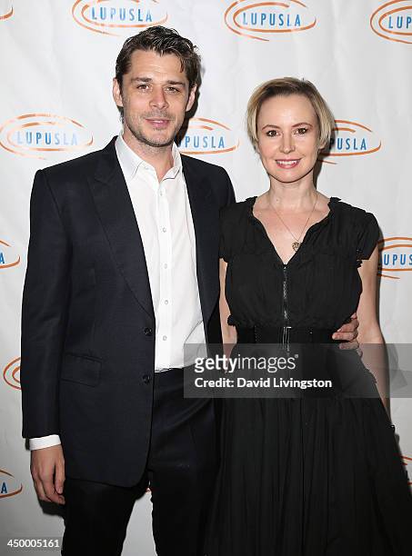 Actor Kenny Doughty and wife actress Caroline Carver attend the 11th Annual Lupus LA Hollywood Bag Ladies Luncheon at the Beverly Wilshire Four...