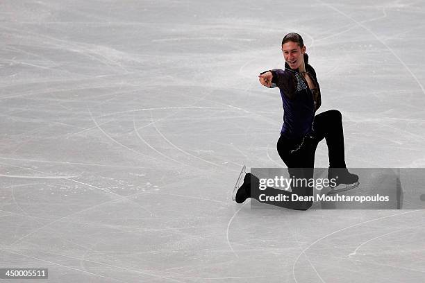 Jason Brown of USA performs in the Mens Short Program during day one of Trophee Eric Bompard ISU Grand Prix of Figure Skating 2013/2014 at the Palais...