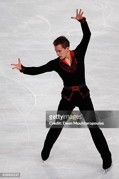 Michal Brezina of Czech Republic performs in the Mens Short Program during day one of Trophee Eric Bompard ISU Grand Prix of Figure Skating 2013/2014...