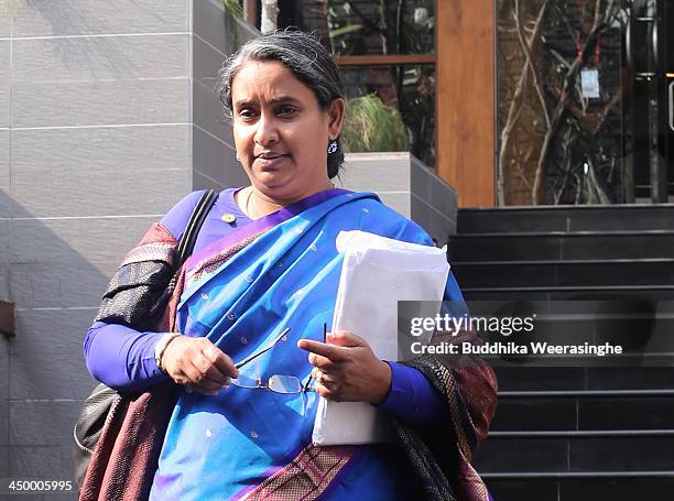 Bangladesh Foriegn Minister Dr. Dipu Moni leaves after Heads of State meeting at Waters Edge on November 16, 2013 in Colombo, Sri Lanka. The biannual...
