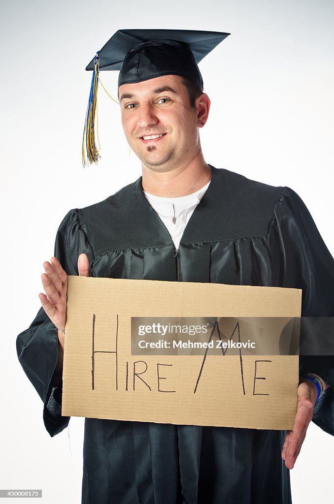 Happy graduate looking for job