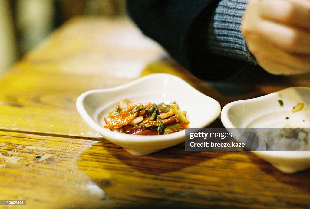 Small dishes and hand