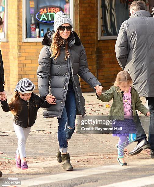 Marion Broderick, Matthew Broderick, Sarah Jessica Parker and Tabitha Broderick as seen in Soho on November 15, 2013 in New York City.