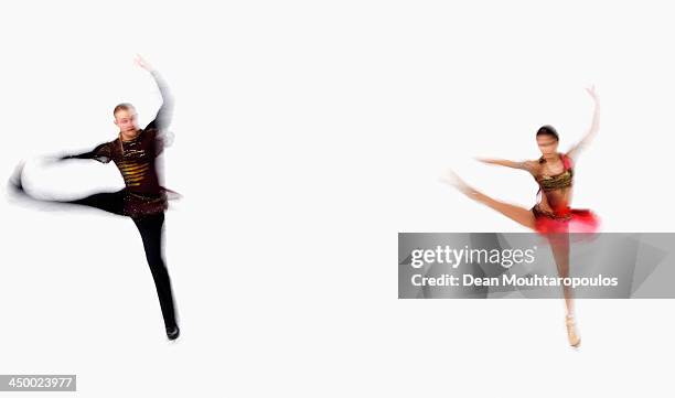 Vera Bazarova and Yuri Larionov of Russia perform in the Paris Free Skating during day two of Trophee Eric Bompard ISU Grand Prix of Figure Skating...