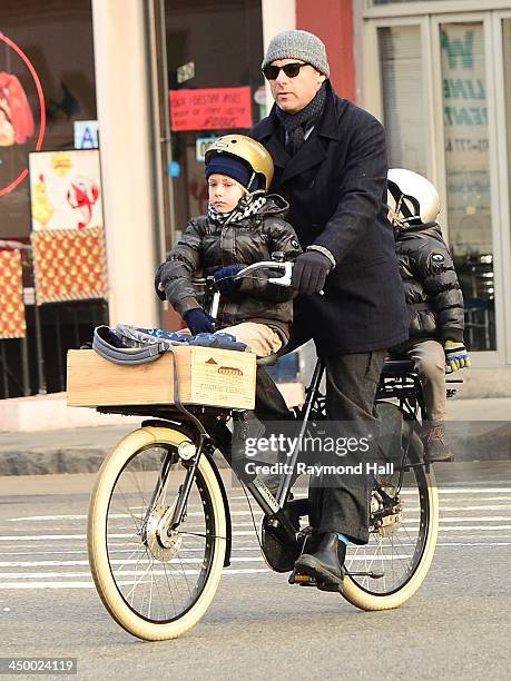Liev Schreiber and Sasha Schreiber and Kai Schreiber are seen in the West Village on November 15, 2013 in New York City.