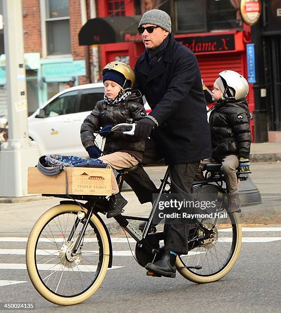 Liev Schreiber and Sasha Schreiber and Kai Schreiber are seen in the West Village on November 15, 2013 in New York City.