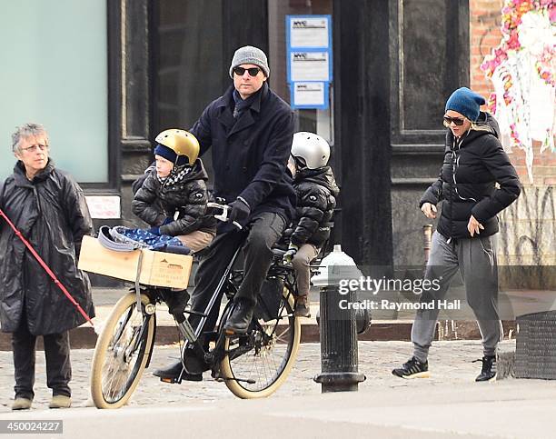 Liev Schreiber and Naomi Watts with Sasha Schreiber and Kai Schreiber are seen in the West Village on November 15, 2013 in New York City.