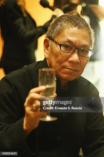 Takashi Miike meets the audience during the 8th Rome Film Festival at the Auditorium Parco Della Musica on November 16, 2013 in Rome, Italy.