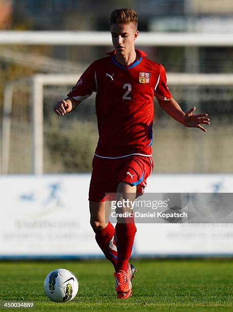 Martin Honis of Czech Republic controls the ball during the U18 international friendly match between Czech Republic and Germany on November 16, 2013...