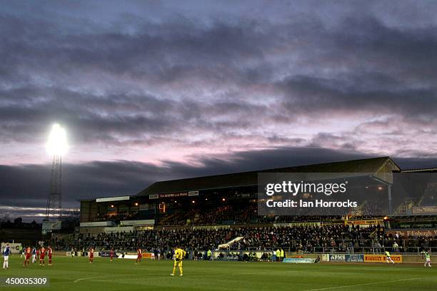 The sun sets over Brunton Park during the Sky Bet League one match between Carlisle United and Crawley Town at Brunton Park on November 16, 2013 in...