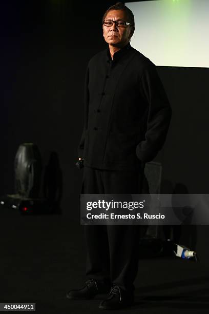 Takashi Miike meets the audience during the 8th Rome Film Festival at the Auditorium Parco Della Musica on November 16, 2013 in Rome, Italy.