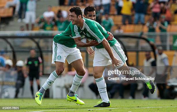 Felipe Menezes of Palmeiras celebrate a goal during the match between Palmeiras and Boa Esporte for the Brazilian Championship Series B 2013 at...