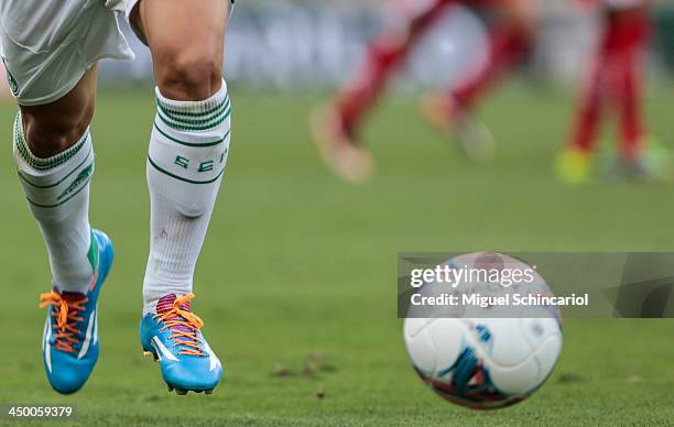 Boots of Palmeiras player during the match between Palmeiras and Boa Esporte for the Brazilian Championship Series B 2013 at Pacaembu Stadium on...