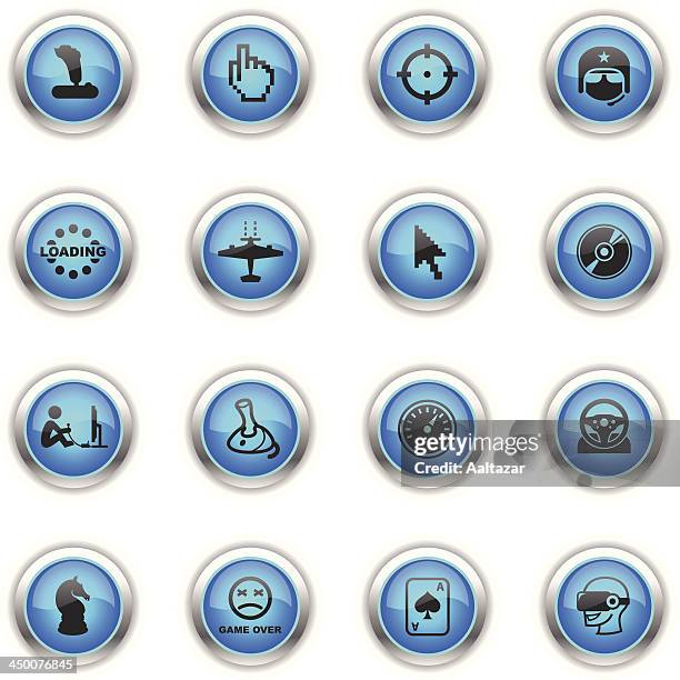 blaue icon-computer-spiel - game over short phrase stock-grafiken, -clipart, -cartoons und -symbole