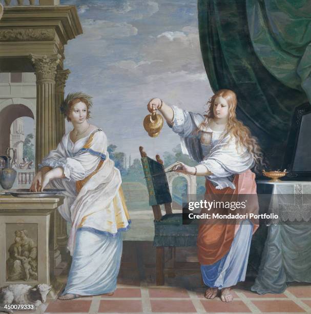 The Innocence washes her hands and the Temperance pours water on the knife , by Jean Boulanger, 1656 - 1660, 17th Century, fresco.