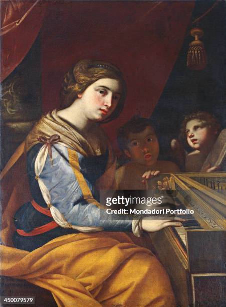 Saint Cecilia, patron of musicians , by Niccolò De Simone, 17th Century, oil on canvas, 100 x 72 cm.