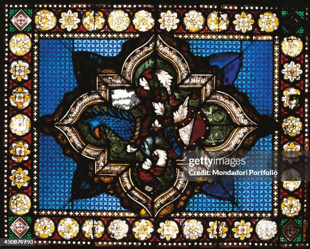Dragon , drawing by Francesco del Cossa, 1480 - 1482, 15th Century, stained glass window, d. 389 cm.