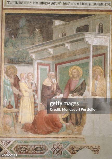 Dinner at the Pharisee's house , by Taddeo Gaddi, 1335 - 1340, 14th Century, fresco.