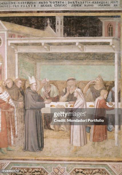 Saint Ludovic of Toulouse Serves Soup Kitchen , by Taddeo Gaddi, 1333 - 1350, 14th Century, fresco.