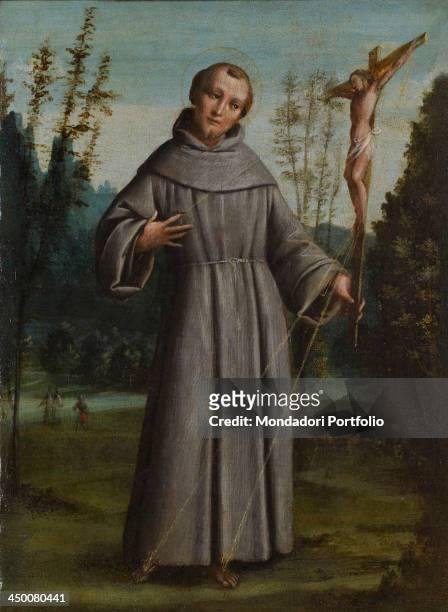 Saint Francis of Assisi , by Bernardino Lanino 16th Century, from board to canvas, 41 x 39 cm.