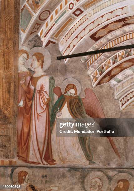 Announcement of death to the Virgin , by Second Master of Chiaravalle, Stefano Fiorentino, 14th Century, fresco.