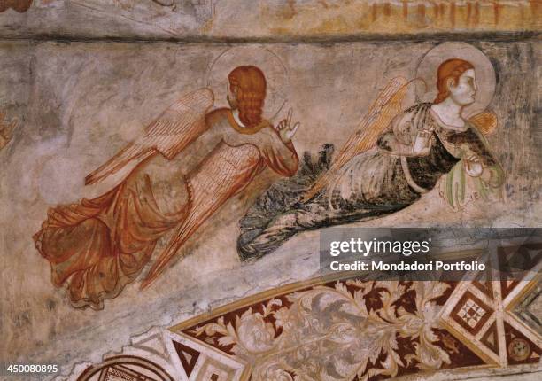 Announcement of death to the Virgin , by Second Master of Chiaravalle, Stefano Fiorentino, 14th Century, fresco.