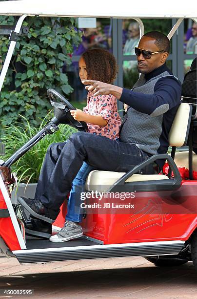 Jamie Foxx and Annalise Bishop attend 'The Amazing Spiderman 2' Photo Call held at Sony Pictures Studios on November 16, 2013 in Culver City,...