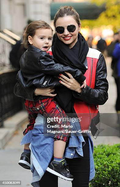 November 16: Miranda Kerr and son, Flynn Bloom are seen on November 16, 2013 in New York City.