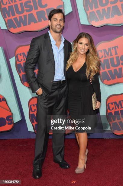Eric Decker and Jessie James attend the 2014 CMT Music awards at the Bridgestone Arena on June 4, 2014 in Nashville, Tennessee.
