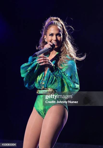 Jennifer Lopez performs onstage during her first ever hometown concert to launch State Farm Neighborhood Sessions on June 4, 2014 in Bronx, New York.